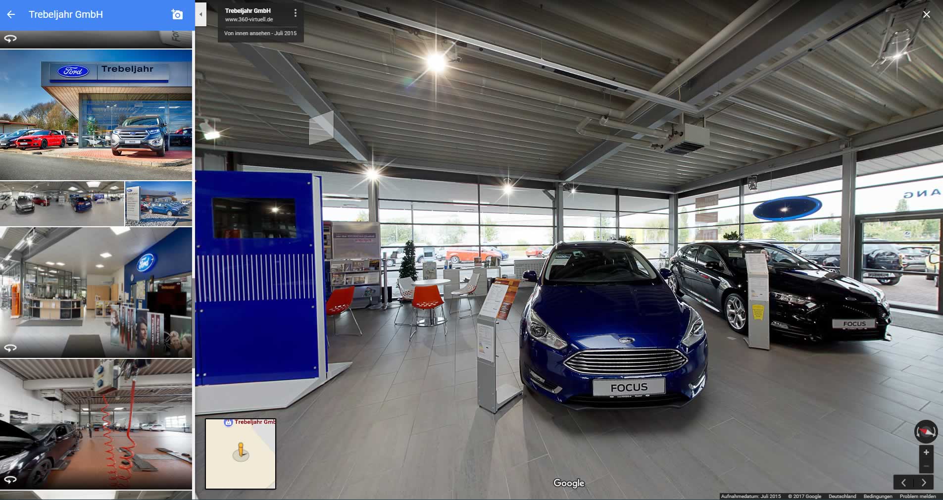 Virtueller Autohaus Rundgang für Google Maps