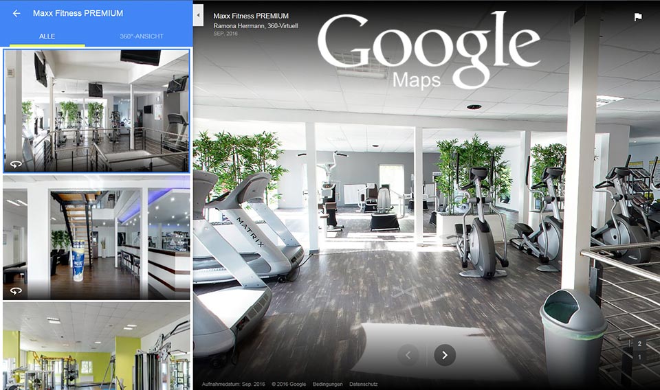 Google Maps Fitness Studio Virtuelle Ansicht
